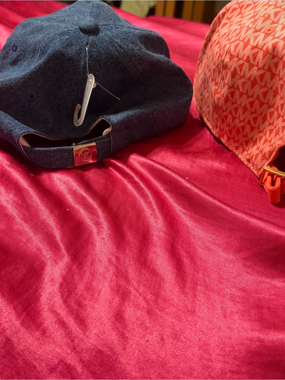 Michael Kors Orange All-Over MK Logo Baseball Cap and brand new denim hat! - Picture 5 of 8